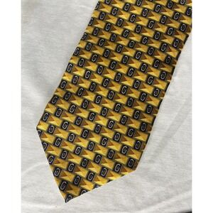 JC Richards Tie Gold Squares All Silk USA Made
